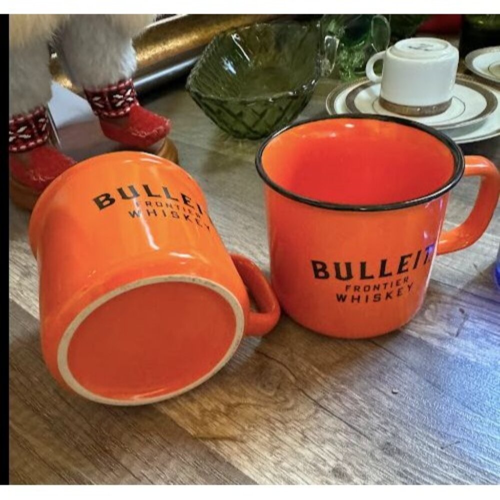 Bulleit Frontier Whiskey Orange Enamel Camp Mug Set